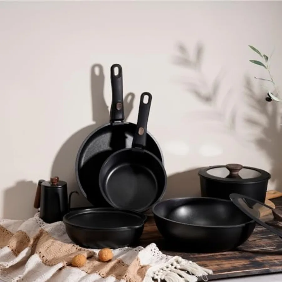 20Piece Pots and Pans Set Nonstick Cookware Set with Detachable Handles Oven and Dishwasher Safe Induction Compatible Stackable