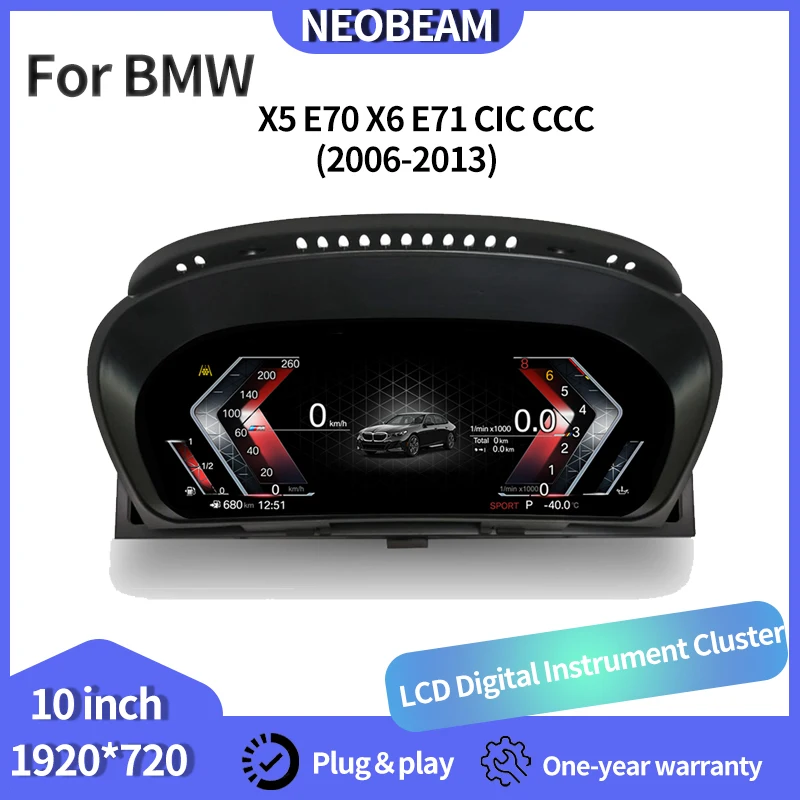 

NEOBEAM For BMW X5 X6 LCD Digital Dashboard Instrument Cluster Speedometer Plug-and-Play Panel Virtual Cockpit Tachometer