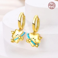 Cute Star Earrings 925 Silver Fashionable Women's Earrings Star Design Elegant Jewelry Gift Suitable For Daily Matching Hot