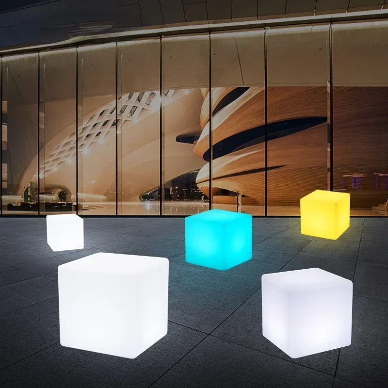 LED Luminous Cube Combination Stool Outdoor Luminous Table