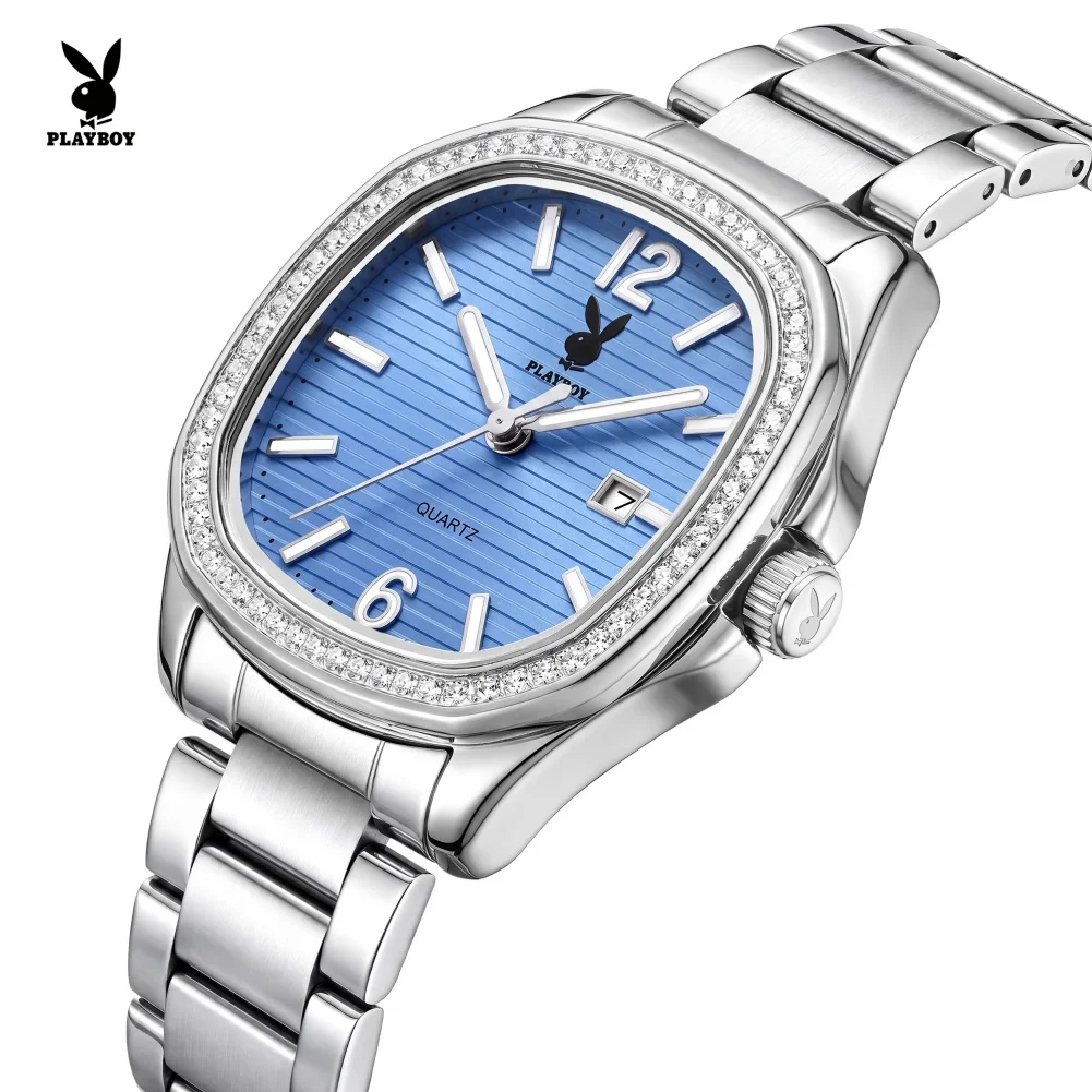 PLAYBOY Watches for Women Original Stainless Steel Luxury Simple Fashion Ladies Watch Elegant Waterproof Luminous Woman Watch