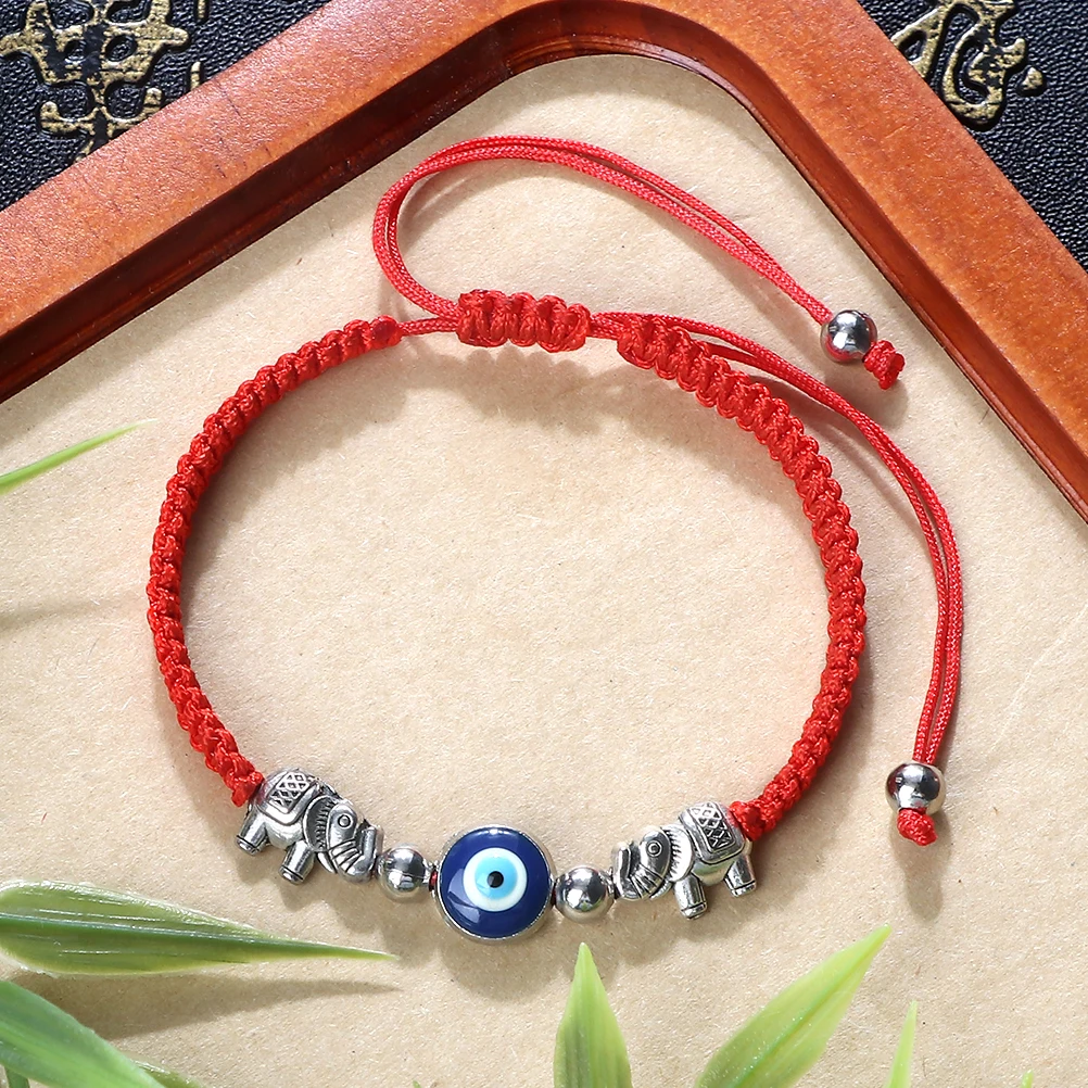 New Turkish Evil Eye Bracelet For Women Men Lucky Braided Red String Retro Elephant Bracelet Couple Friendship Wish Gift Jewelry