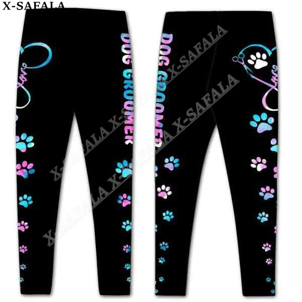 Pantalones de Yoga con estampado 3D para mujer y niña, mallas deportivas de estilo perro para salón de belleza, peluquería, ropa de Fitness para verano, 9