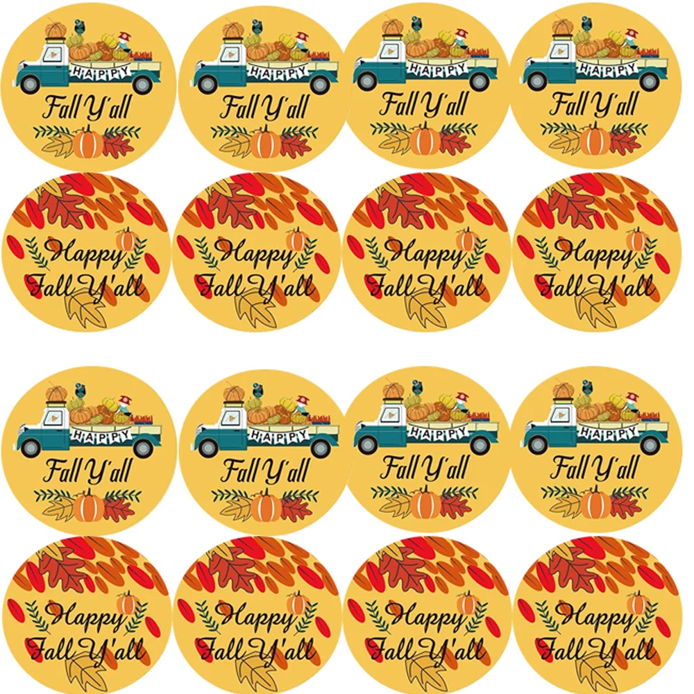 

500 Pcs Happy Fall Y'all Stickers Thanksgiving Stickers Label 1.5 Inch Autumn Thank You Labels Envelope Seals