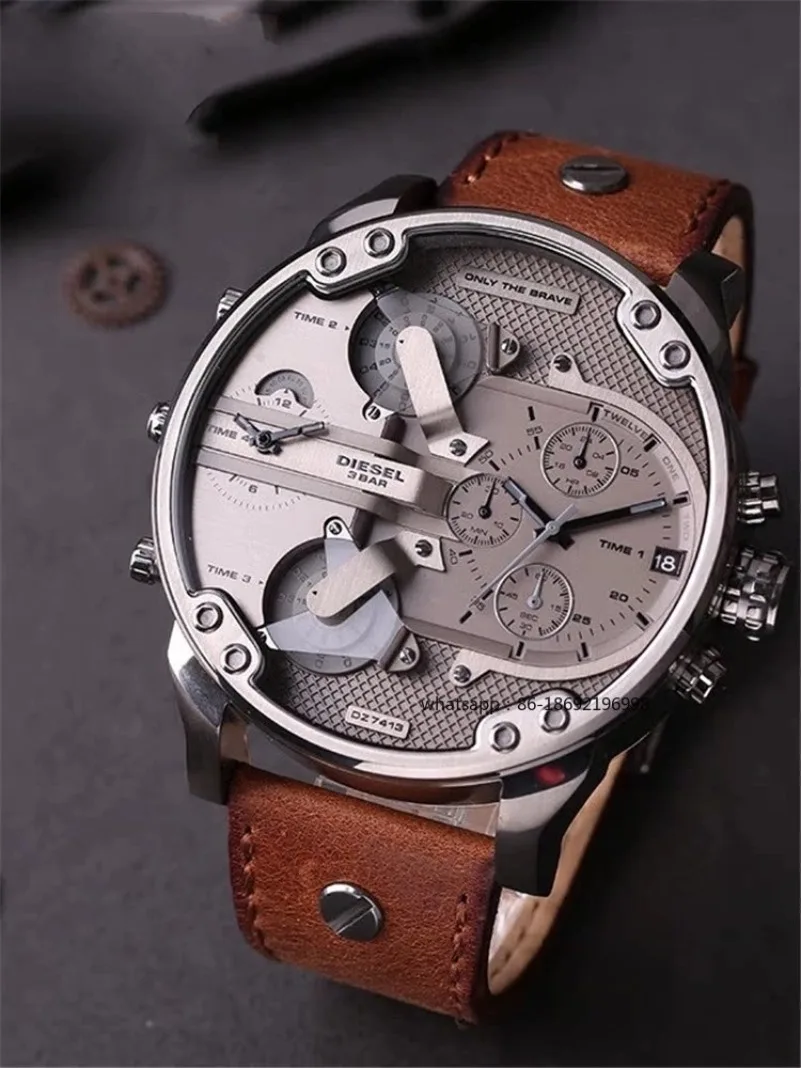 2026 New  Men's Large Dial Cool Fashion Waterproof Multi-time Zone Quartz Watch DZ7413
