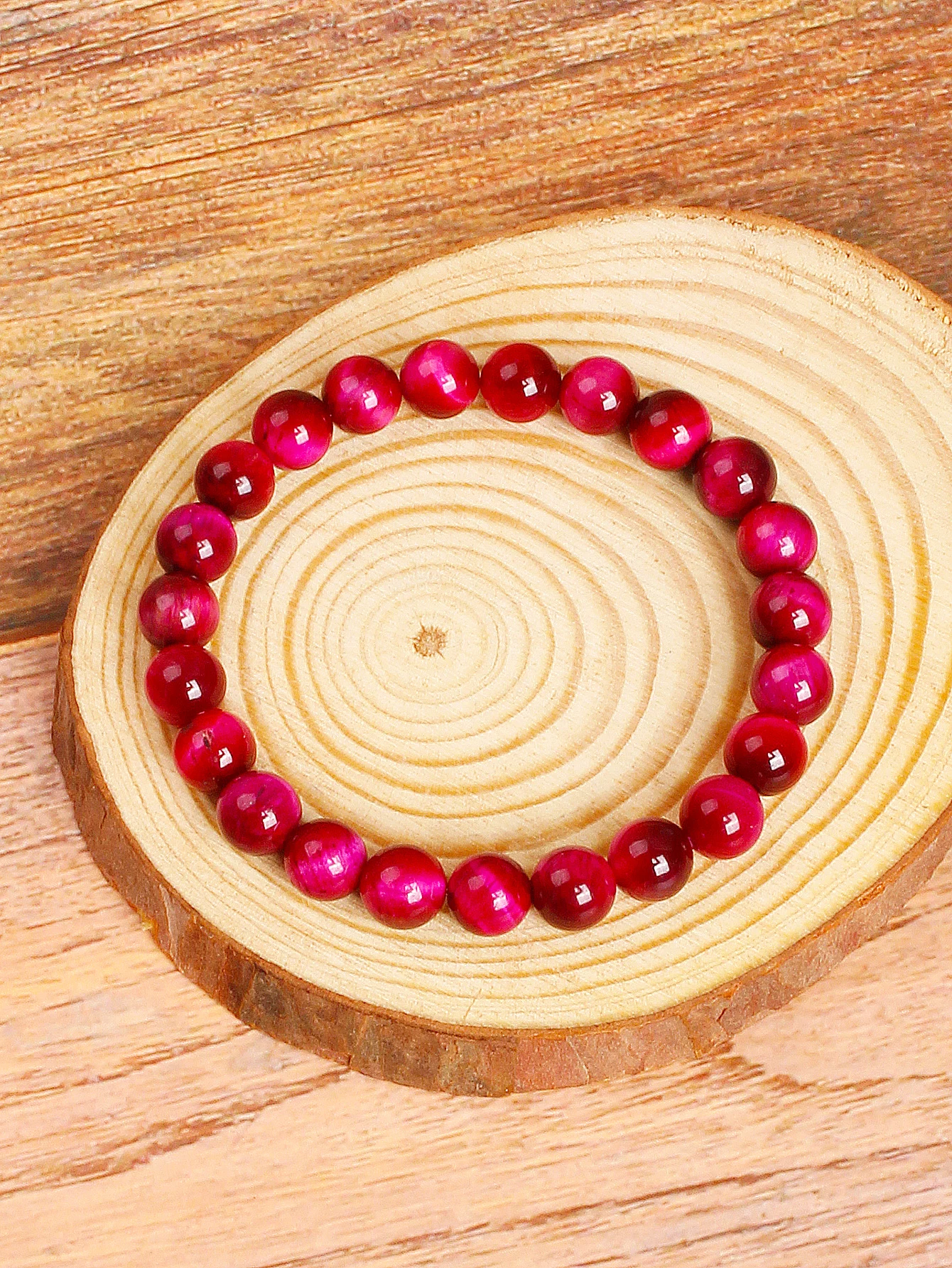 

Natural Rose Red Tiger Eye Stone Beads Bracelet Boosts Courage Protection & Attracts Good Luck Abundance Bracelets Women Jewelry