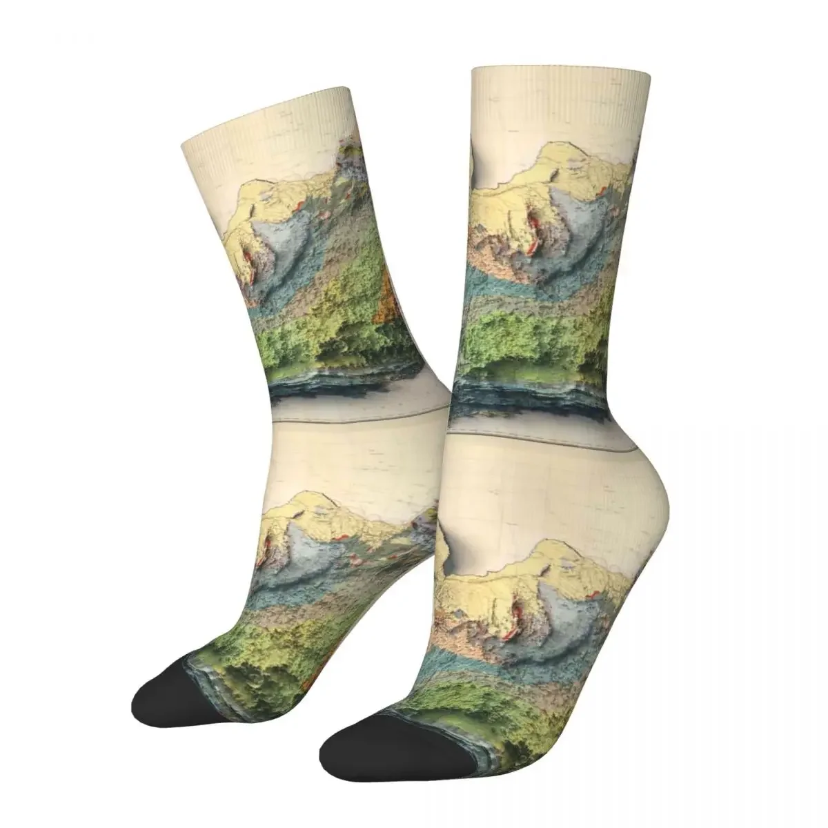 1958 Africa Relief Map 3D Digitally-rendered Socks Super Soft Stockings All Season Long Socks for Unisex Birthday Present