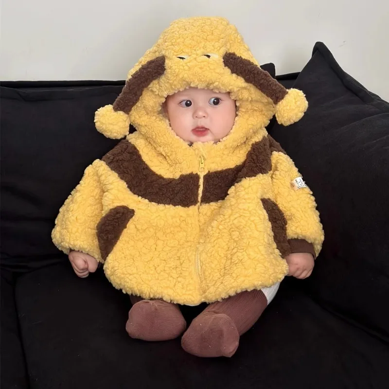 赤ちゃん女の子男の子蜂コスプレ衣装黄色のマントかわいいショール防風フード付きケープ冬秋クリスマスパーティー衣装