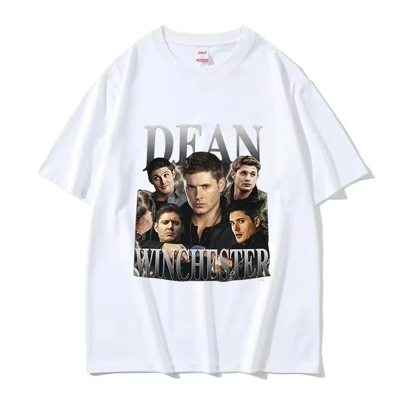 Retro Dean Winchester Actor Graphic T-Shirt Unisex Fashion Short Sleeve T-shirts Men Casual Cotton Oversized T Shirt Streetwear