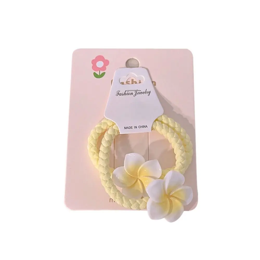 Pince à cheveux en forme de fleur de Plumeria, corde à cheveux, accessoires pour cheveux, fleur d'œuf traditionnelle BB, ornements de cheveux jaunes, Barrette à fleurs