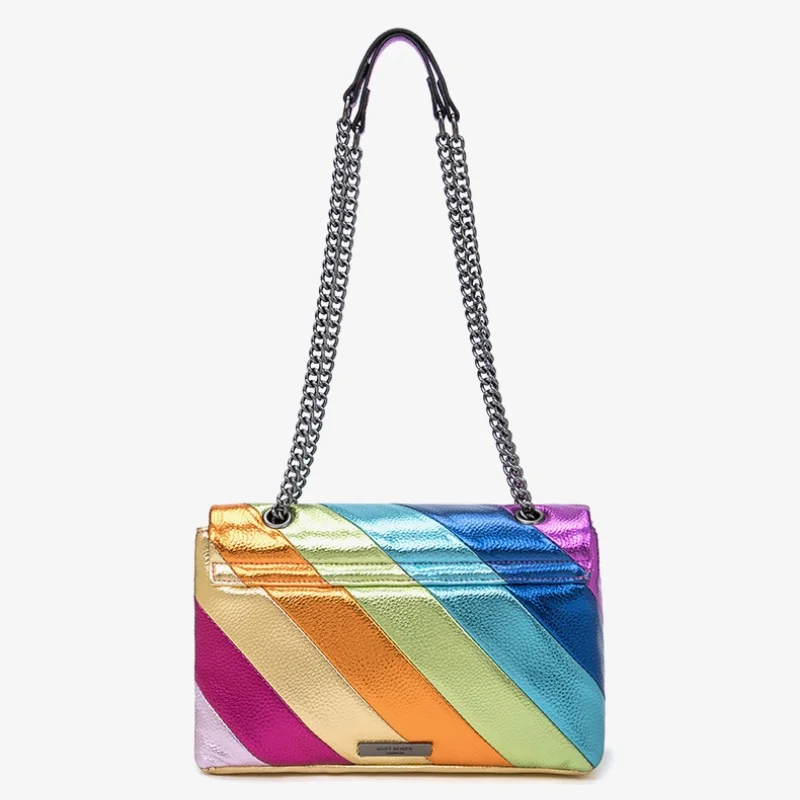 Kurt Geiger London Schoudertas Regenboog Patchwork Kleur Pu Lederen Crossbody Tas Mode Retro Adelaarskop 2024 Nieuwe Draagtas