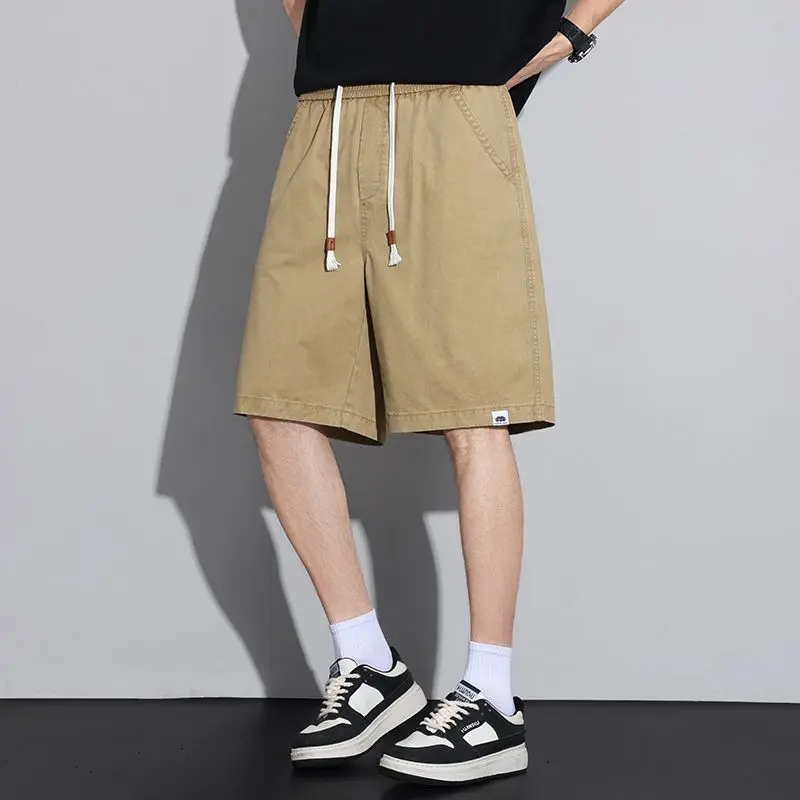 Summer Thin Ice Silk Men's Shorts Casual Loose Elastic Breathable Simple Personality Fashion Five-Point Pants Straight Leg Co...