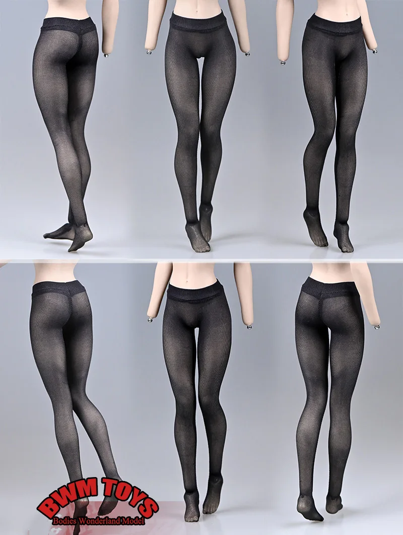 Black/White Color 1/6 Scale Sexy Perspective Seamless Pantyhose Leggings Connected Net Socks for 12'' PH TBL Action Figure Body