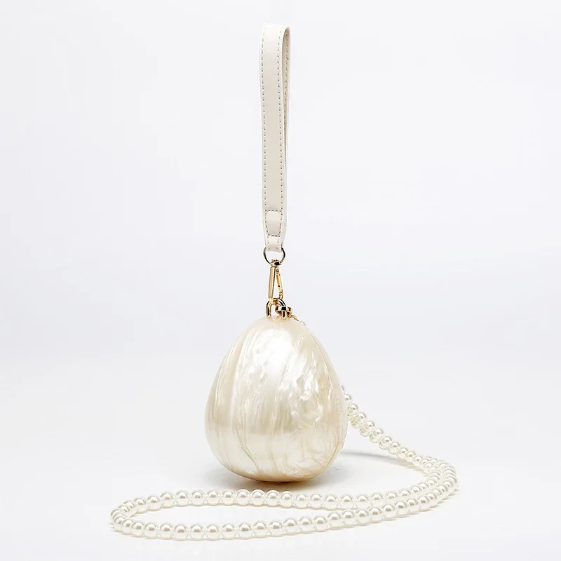 Umhängetasche in Gänseform, Perlenkette, Umhängetasche, britischer Designer-Abend, elegante Clutch-Geldbörse, Damen-Schultertasche aus Acryl – Detail 22