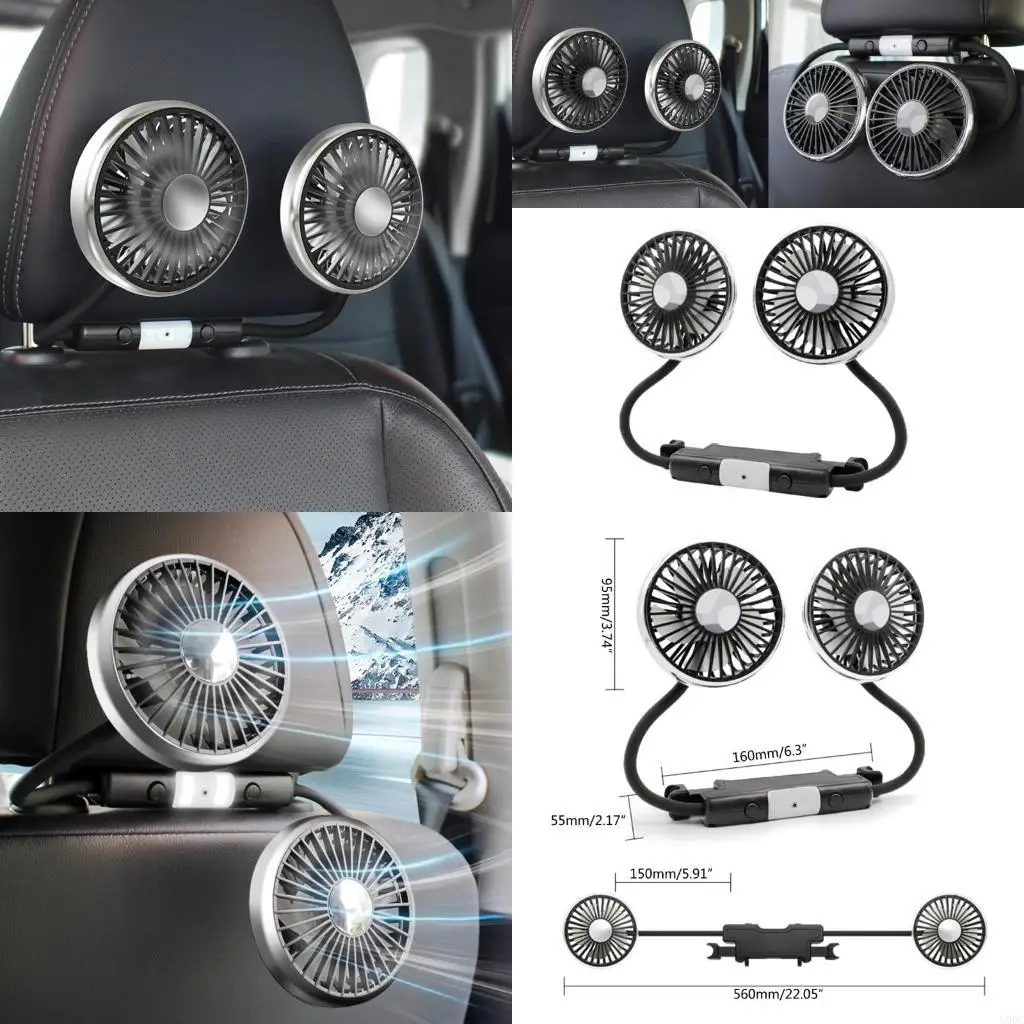 USB Automobile Fan Air Conditioner Car ElectricFan 360 Degree Rotatable 3 Gear New