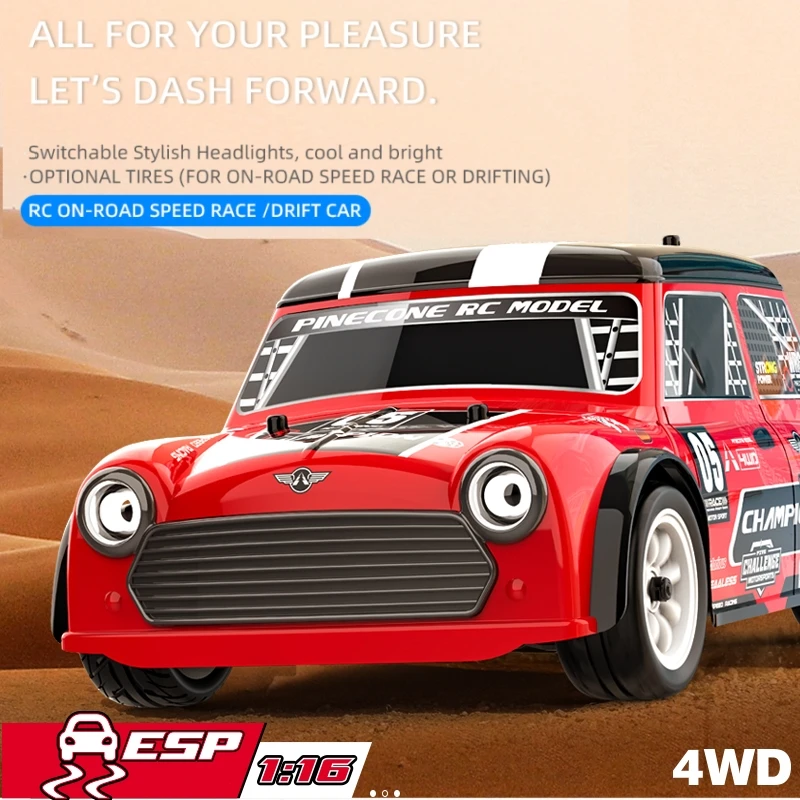 1:16 Mini Rc Car High-Speed Brushless Motor On-Road Drifting Car With Esp Independent Suspension Angel Eyes 4wd Kids Sg1605gift