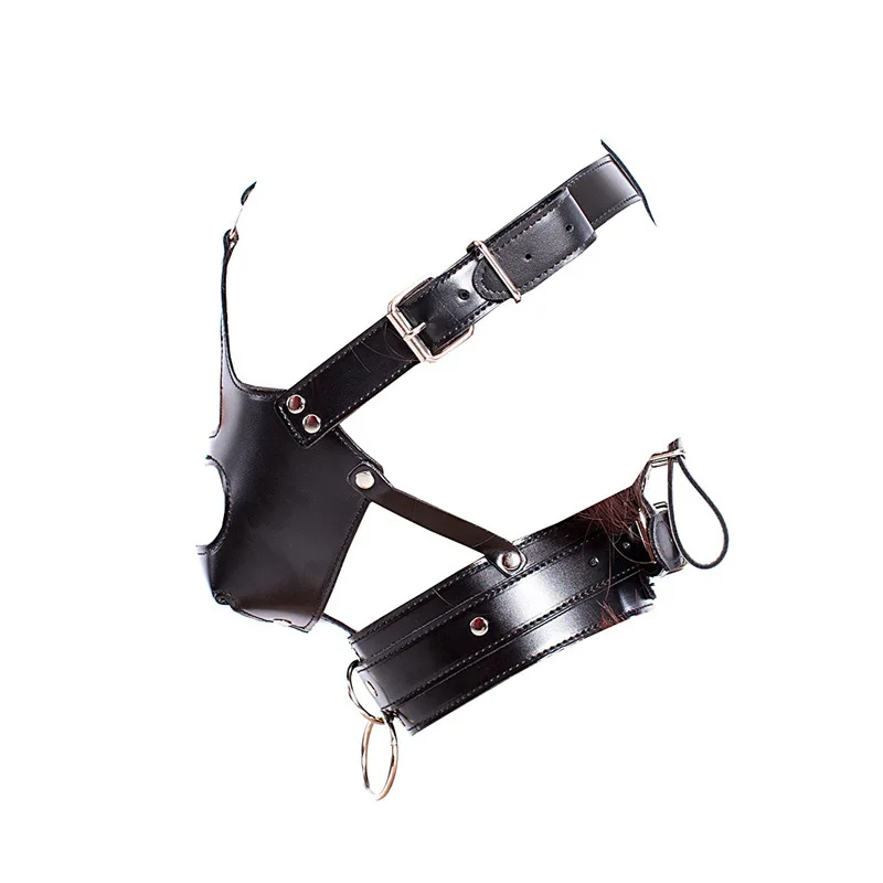 Harness Dildo Gag with Collar Adjustable Mouth Gag BDSM Bondage Fetish Role Play Punk Costume Accessory Pup Play Sexy Mask view 5
