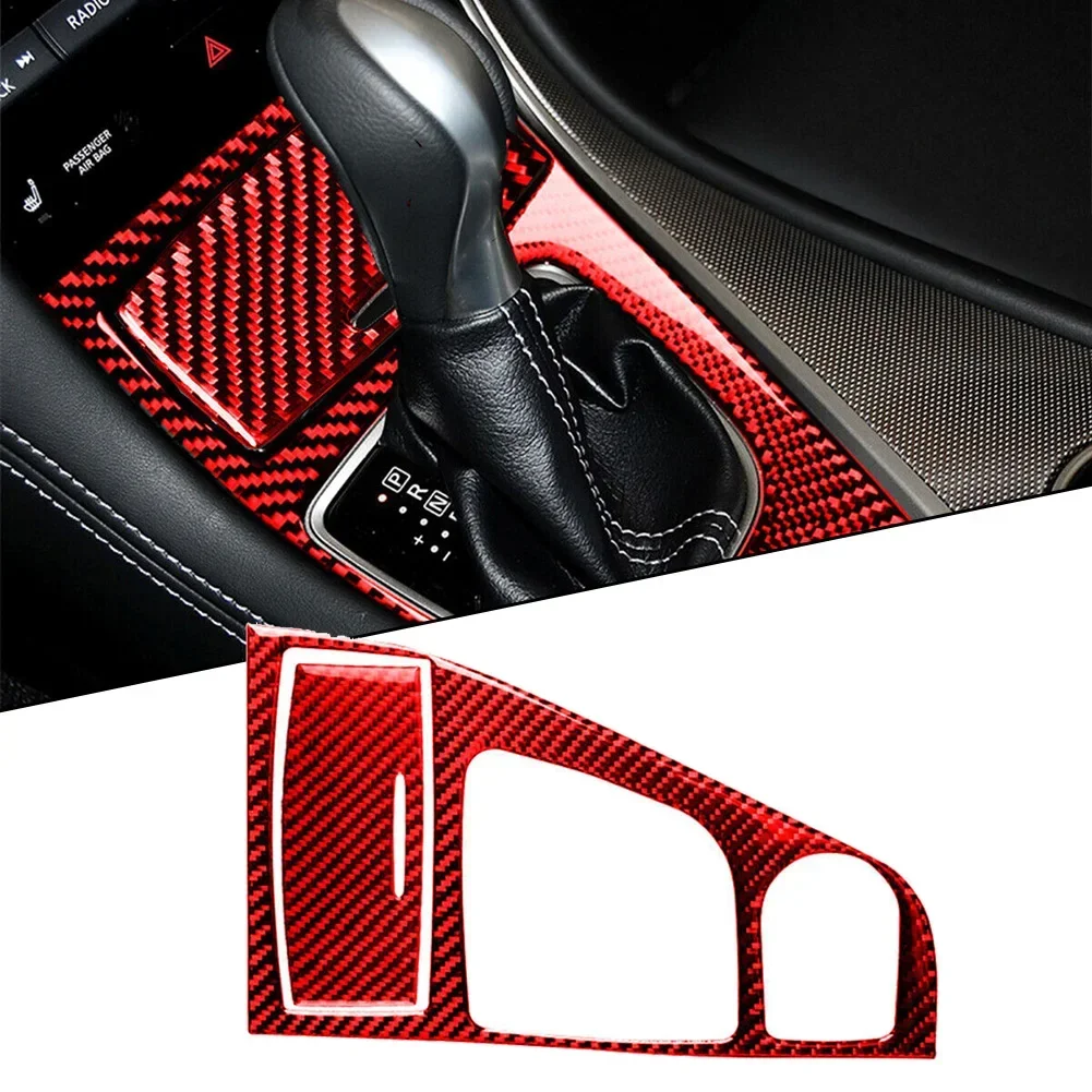 اكسسوارات السيارات الداخلية وحدة التحكم المفروشات والعتاد التحول 2 قطعة/المجموعة ألياف الكربون الجبهة الأحمر لإنفينيتي Q50/Q60 2014
