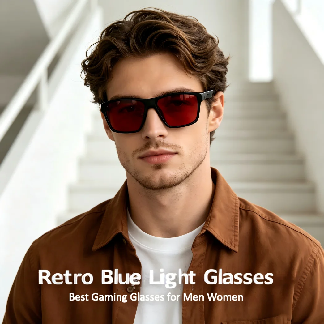 Gaming-Brille für Männer und Frauen, Blaulichtfilter-Brille für Computerbildschirme, Reduziert Augenbelastung, Besserer Schlaf S68