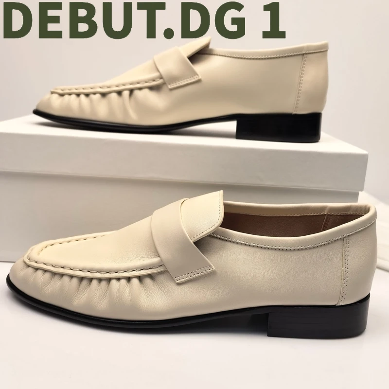 Ready to Ship High Quality Loafer Shoes Women Handmade Retro Leather Flat Shoes Full-Grain Cowhide