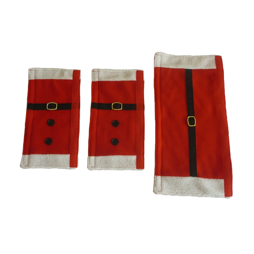

3Pcs Refrigerator Door Handle Covers Red Belt Buckle Pattern Reusable Cloth Protectors for Cold Metal Handles Winter Warmth