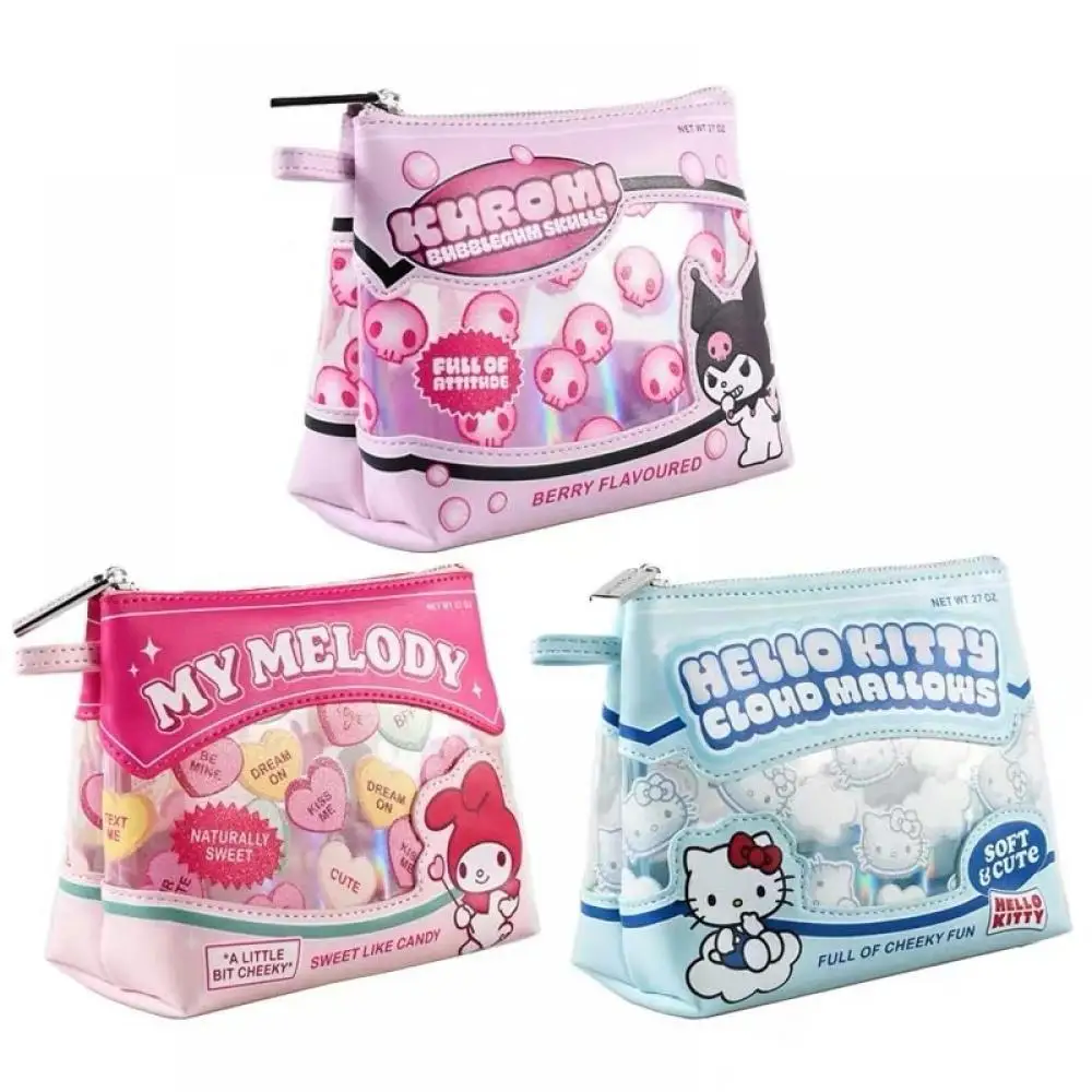 

Японская полупрозрачная косметичка Sanrio HelloKitty Kuromi Melody, клатч с трапецией, сумка для лазерного хранения, подарок на день рождения для девочки
