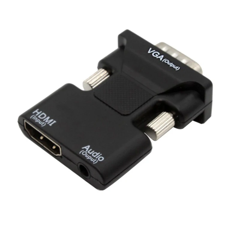 Ultra-small Portable HDMI Female To VGA Male Converter With Audio Adapter Support 1080P Signal Output