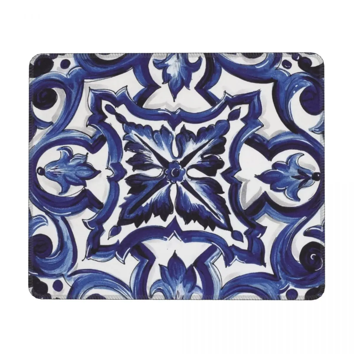 Blue Ornate Floral Mediterranean Sicilian Tile Multi-size Mouse Pad Computer Keyboard Mouse Mat Gamer PC Laptop Desk Mat