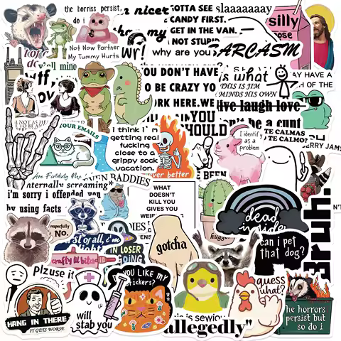 50/100PCS Funny Stickers Painted Graffiti English Patterns DIY Laptop Phone Decoration Waterproof Stickers