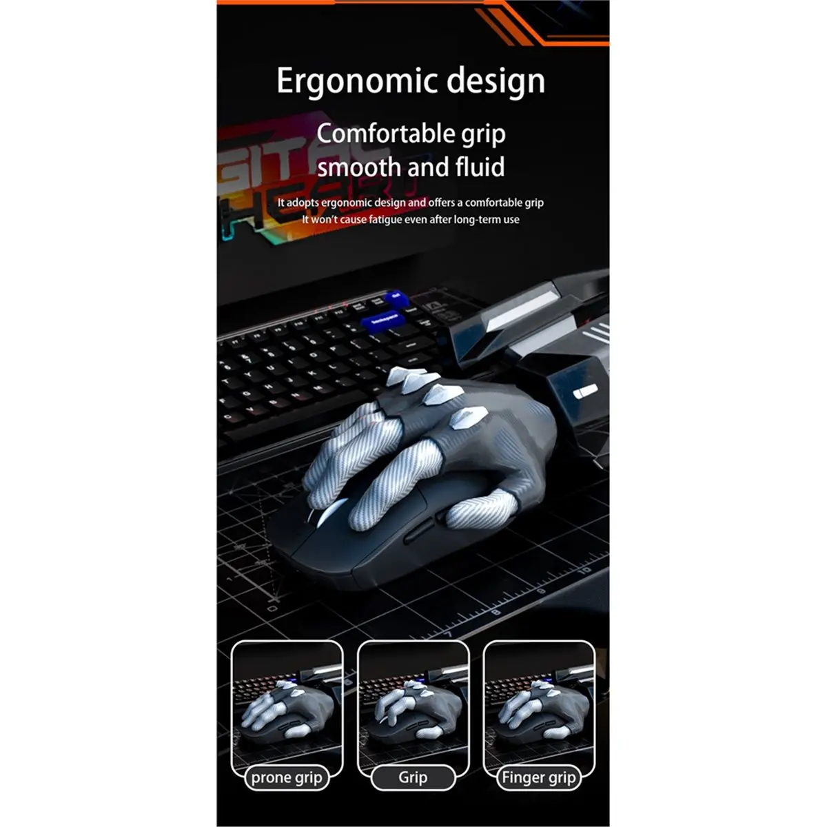 Rechargeable Wireless Bluetooth Mouse Portable 2.4G Wireless Mouse Quiet Click USB Mice for Laptop Computer Black