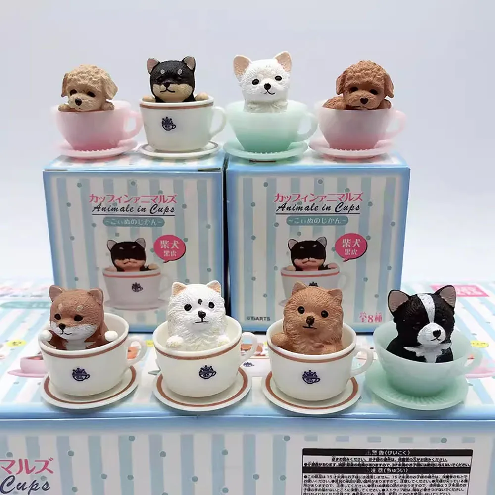 Kawaii Tea Cup Dog Blind Box Animals in Cups Cute Puppy Mystery Blind Box Gifts Toy Model Anime Figure Collect Ornaments