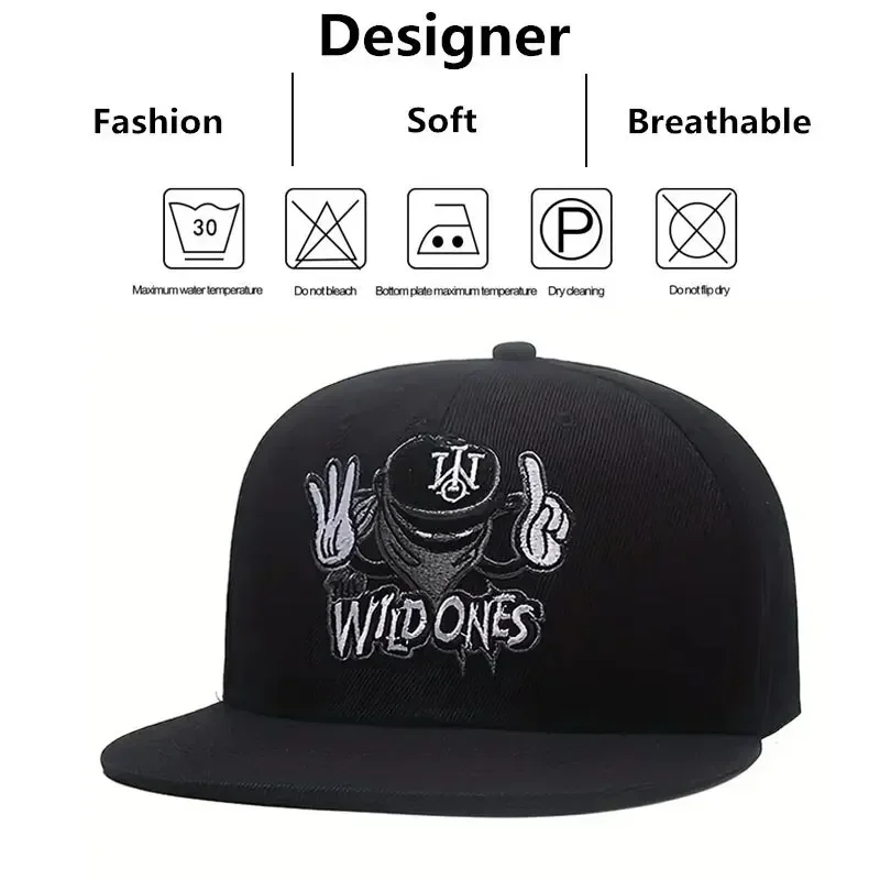 Gorra de béisbol hip-hop bordada unisex, sombrero ajustable para exteriores con protector solar