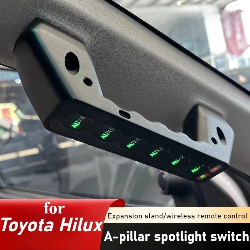 For Toyota Hilux Revo 2015-2026 Car A-pillar 6-way Handle Switch LED Spotlight Integrated Switch Panel Wireless Remote Control