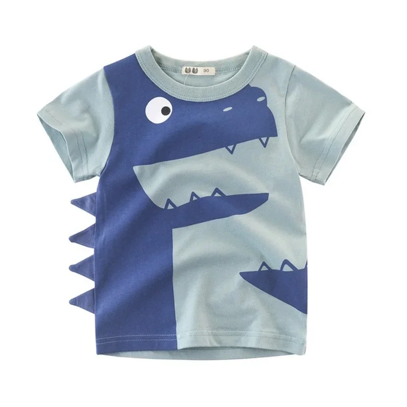 2024 Cartoon Print Baby Boy Dinosaurus T Shirt Voor Zomer Baby Kinderen Jongens Meisjes Leeuw T-Shirts Kleding Katoenen Peuter Letter Tops