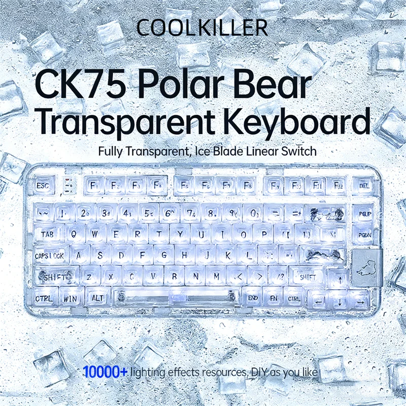 Coolkiller Polar Bear CK75 Transparent Mechanical Keyboard Wireless Bluetooth Gaming Esports Three-Mode Customizable