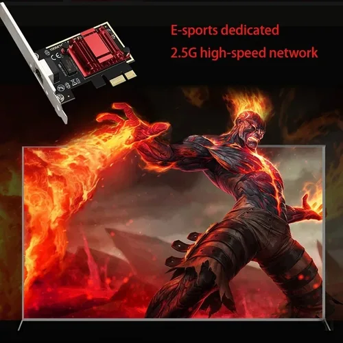 Imagen 2 del producto Tarjeta de red PCI-E a RJ45 de 2,5G, Chip RTL8125B, 100/1000Mbps, adaptador de controlador LAN con cable Gigabit Ethernet de 2,5 Gbps para Win7/10/11