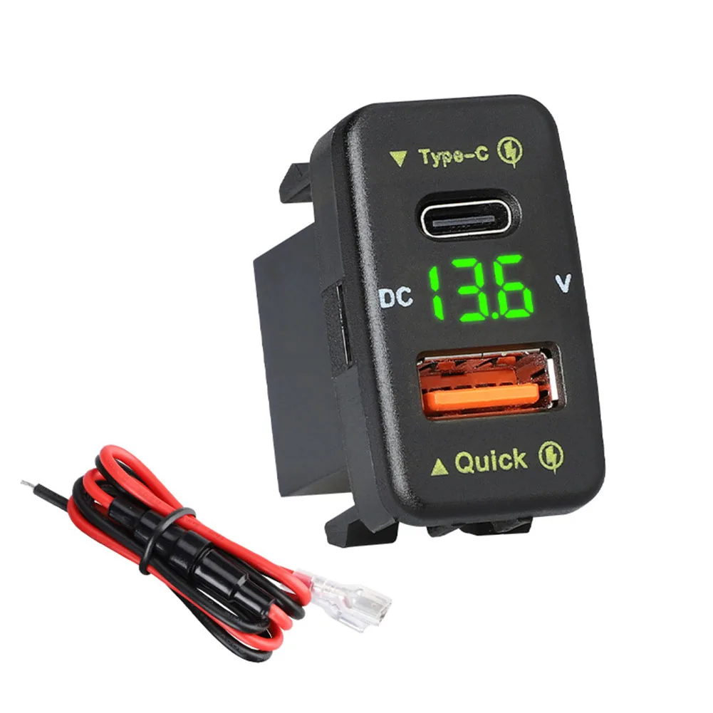 Car Interior Car Charger With Voltmeter Dual Port Charger Digital Voltmeter LED Display Overcurrent Protection