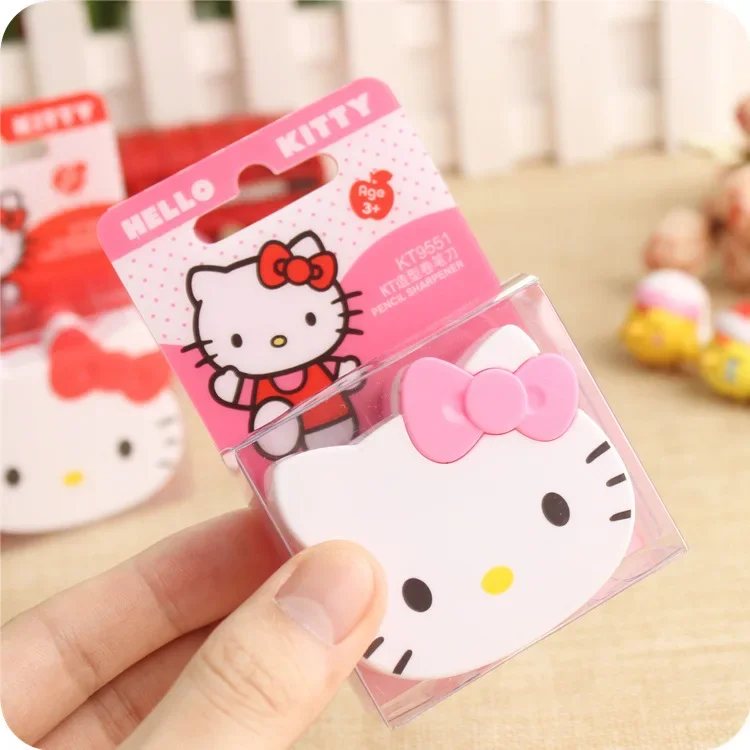 1/3Pcs Sanrio Hello Kitty Pencil Sharpener Double Hole Kawaii Bow Tie Shape Tool Students School Supplies Pencil Sharpening