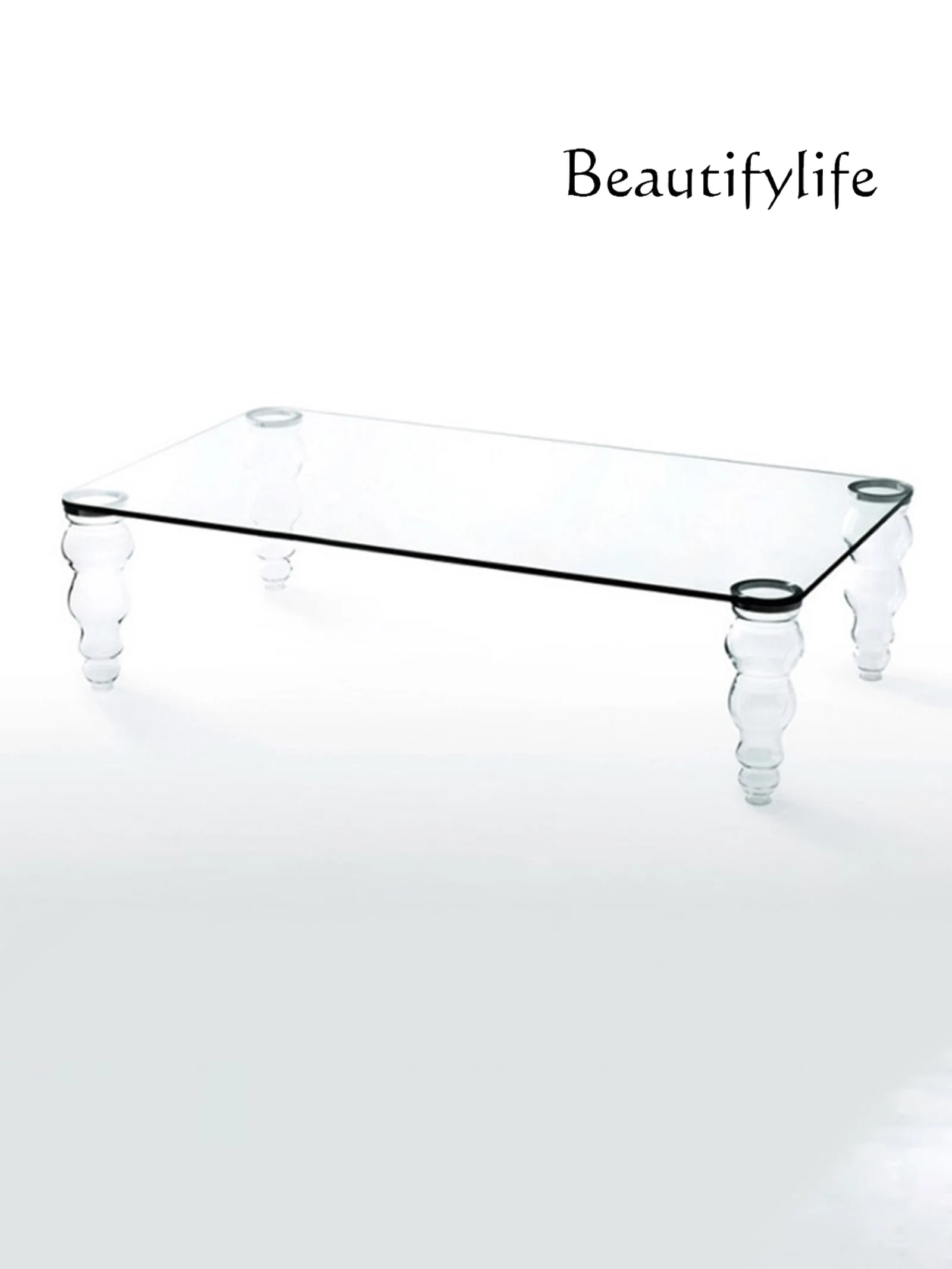 Internet Celebrity Transparent Coffee Table Acrylic Organic Glass Roman Column High Leg Tea Table Living Room Coffee Table