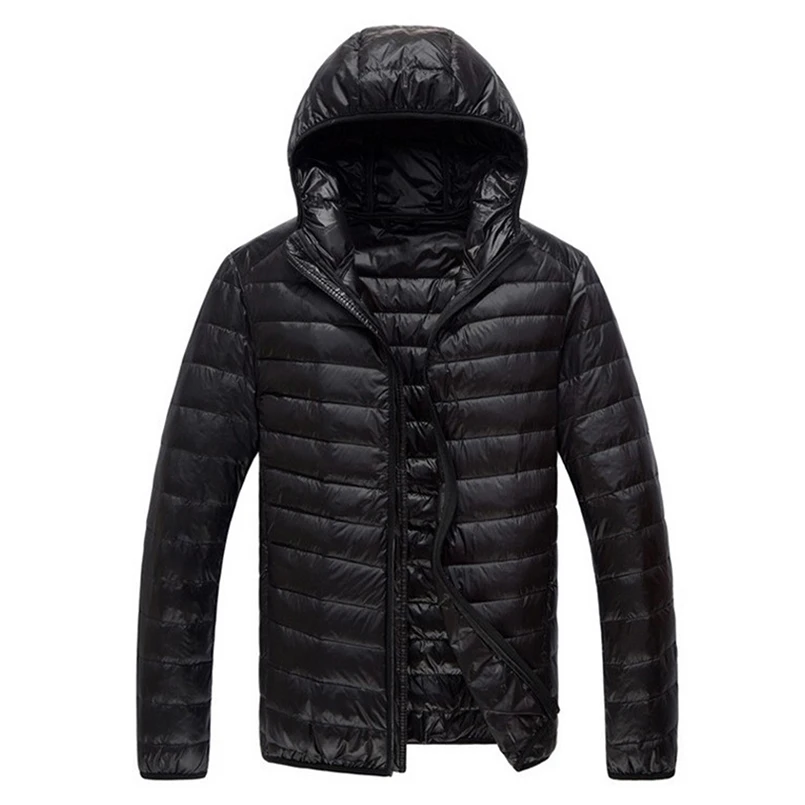 Piumino leggero da uomo Cappotto con cappuccio in piuma Cappotto ultraleggero Piumini imbottiti Primavera Inverno Taglie forti 5XL 6XL C1