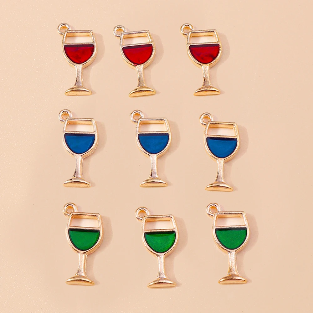 Leslie 10 Stück/Set Emaille Bier-Wein-Glas Kaffee-Anhänger für Halsketten, Ohrringe, Niedliche Charms, Schmuckherstellungszubehör – Detail 6