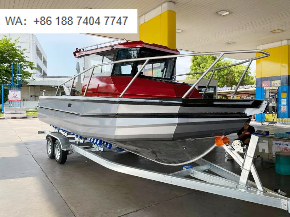 Aluminum Pontoon 7.5meters Easycraft Fishing Boats Speed Sport Boats Yacht with Sea Fishing Center Cabin with Walkway Walkaround