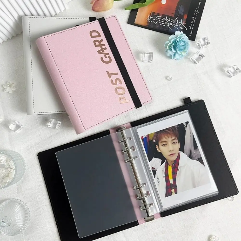 Minimalist 6-inch Photocard Holder PU Leather Loose-leaf Idol Card Storage Booklet Solid Color Photo Binder