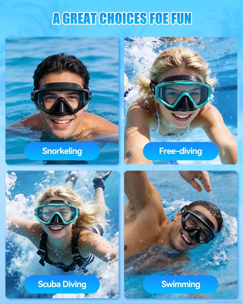 Swim Goggles for Adults Kids 220° Wide View Anti-Fog with Mesh Bag for Pool Beach view 6