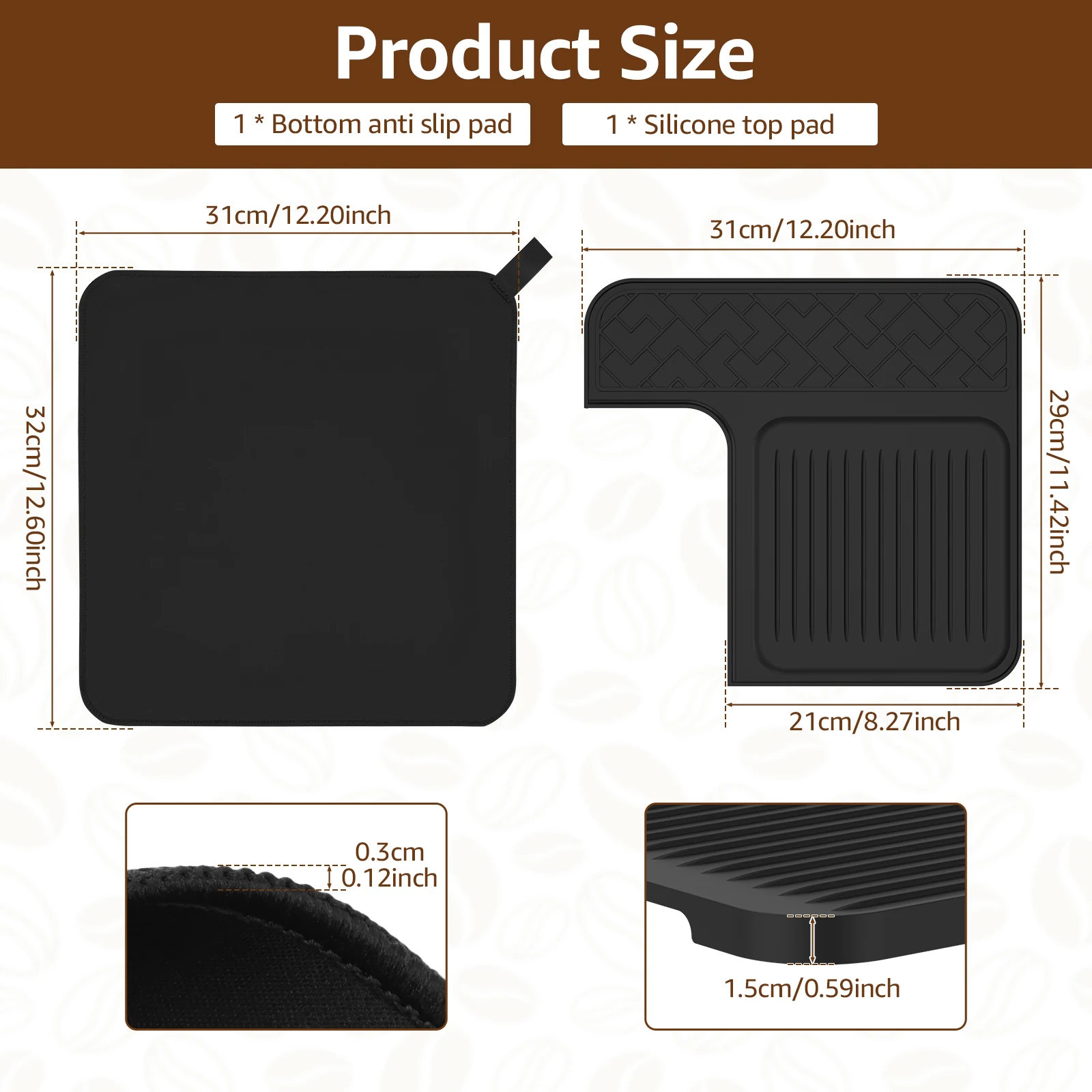 2pcs Espresso Machine Top Pad and Bottom Non Slip Pad Compatible with Ninja Luxe Café ES601ES701 Espresso Machine Anti Slip Mat