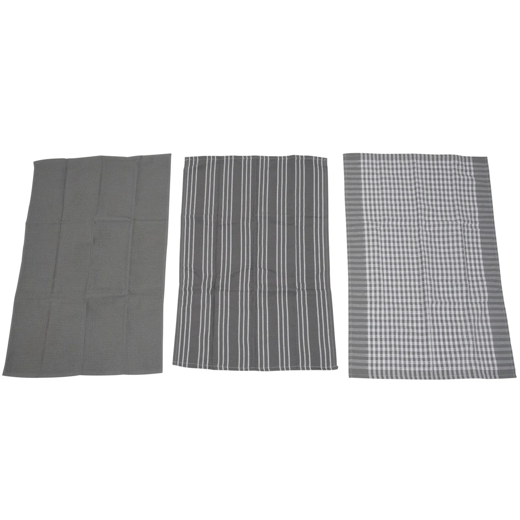 AB33-Classic Kitchen Towels, 100% Natural Cotton, The Best Tea Towels,Dish Cloth,18 X 25 Inch,9 Pack,White With Grey Stripe