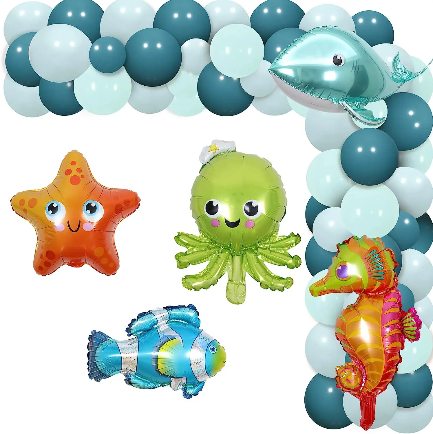 

Blue Ocean Animal Balloon Garland Kit, Octopus, Starfish Balloons, Undersea Theme, 1st, 2nd Birthday, Baby Shower