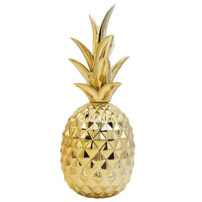 

High quality Nordic gold ceramic pineapple decoration handmade craftsmanship creative home living room decoration