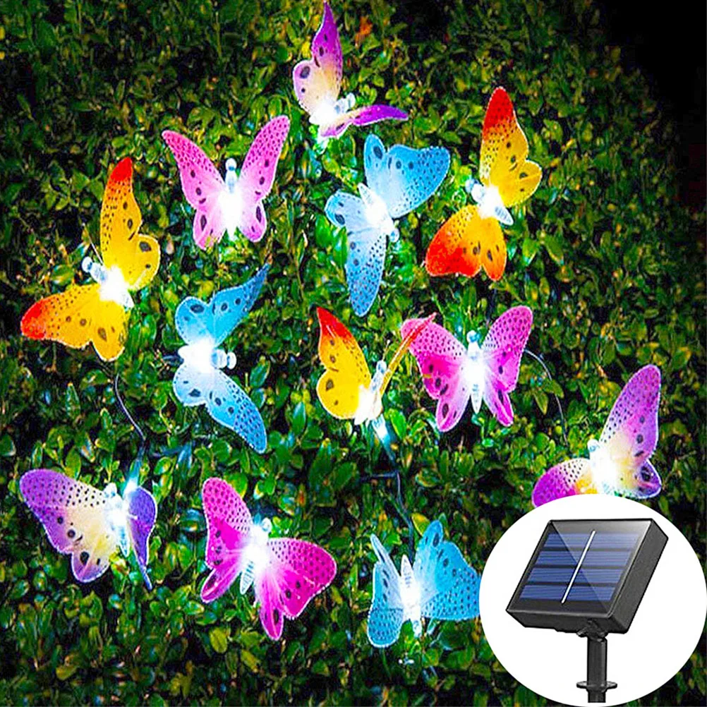 12/20 Led Solar Powered Butterfly Fiber Optic Fairy String Lights Waterproof Christmas Outdoor Garden Holiday Decoration Lights