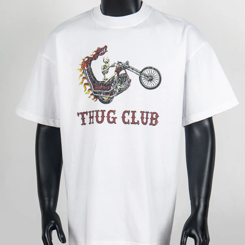 Fashion Thug Club Skulls Dragon Flame Car Print T Shirt Men Women Streetwear Short Sleeve High Quality Casual Loose T-shirts Top